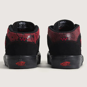 Vans Skate Half Cab black and red skate shoes rear heel view