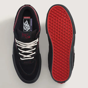 Vans Skate Half Cab black and red skate shoes top view and red SickStick sole