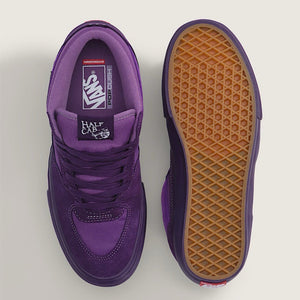Top view and gum outsole of Vans Skate Half Cab Purple Licorice skateboard shoes