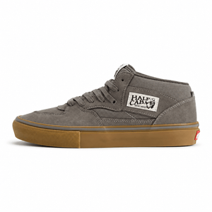 Vans Skate Half Cab shoe in Walnut and Gum side view on a square white background