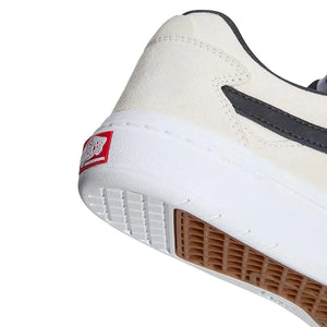 Close-up of a Vans Walker wafflecup heel in white gunmetal color 