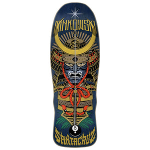 Santa Cruz Erick Winkowski Samurai deck with metallic spot gloss artwork and blue stained veneer bottom image graphic