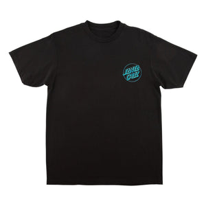 front images of black Santa Cruz dystopia tee shirt