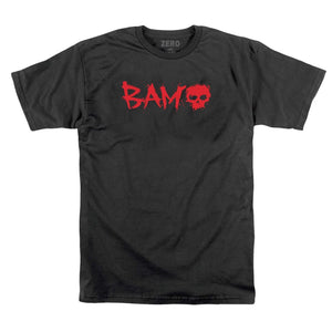 Zero x Bam Blood black tee with center chest graphic. Made from 100% combed ring-spun cotton for comfort and durability.