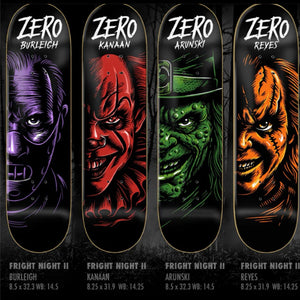 zero skateboards fright night II set images 