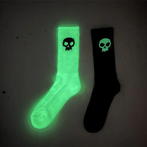 zero single skull glow in the dark socks
