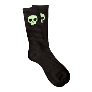 zero sock black glow in the dark skull logo