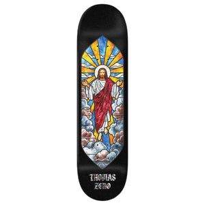 black zero skateboard Thomas stained glass Jesus deck